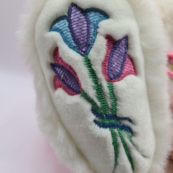 Dan Dee Pink Bunny Rabbit Plush Hoppy Hopster Embroidered Flowers 24 Inch - Picture 8 of 8